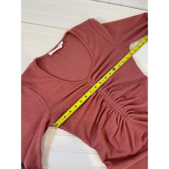 All in Favor Cinch Front Long Sleeve V-Neck Pullover Midi Sweater Dress Size M - Picture 6 of 6